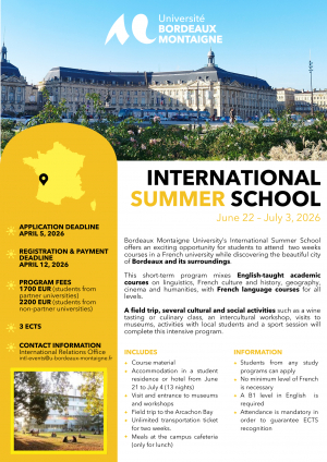 Початок прийому заявок до Bordeaux Montaigne University’s International Summer School